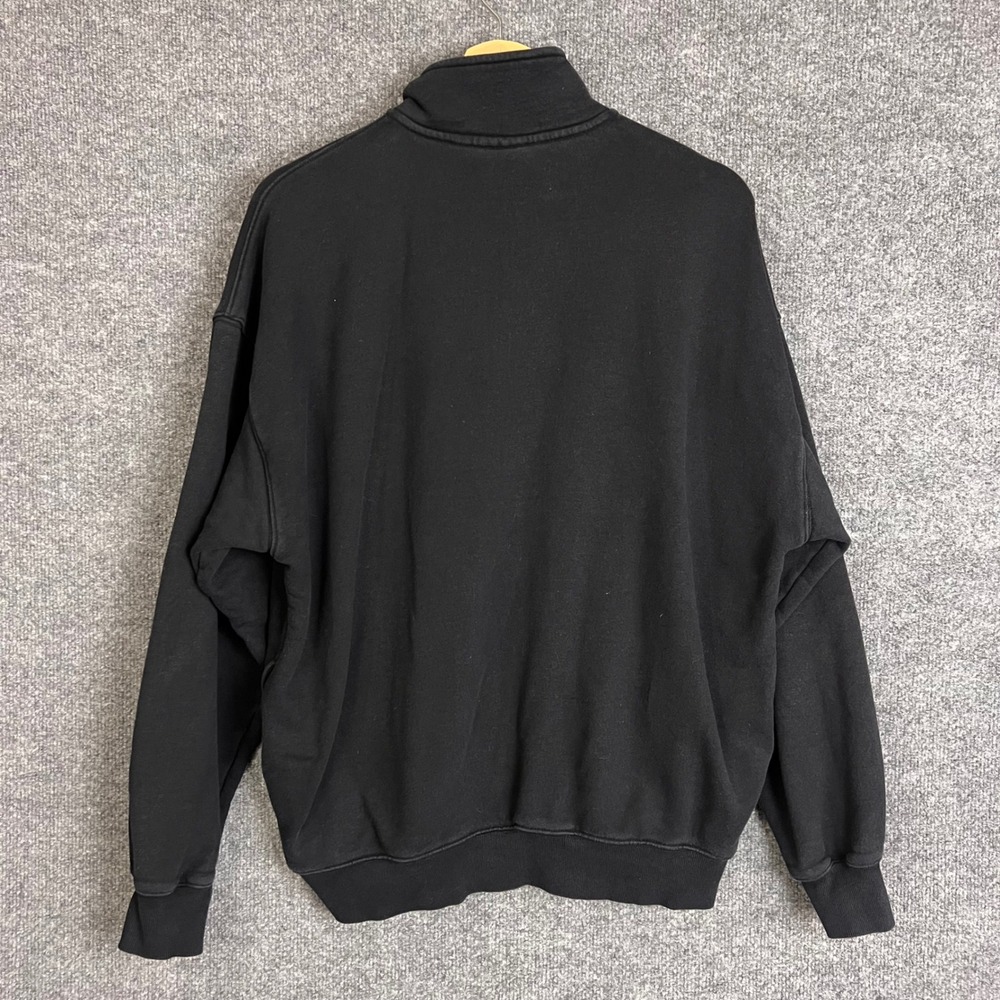 TNA Sweatfleece Quarter Zip Pullover Womens 2 Black Excellent Mega Fit Cozy - Picture 2 of 8